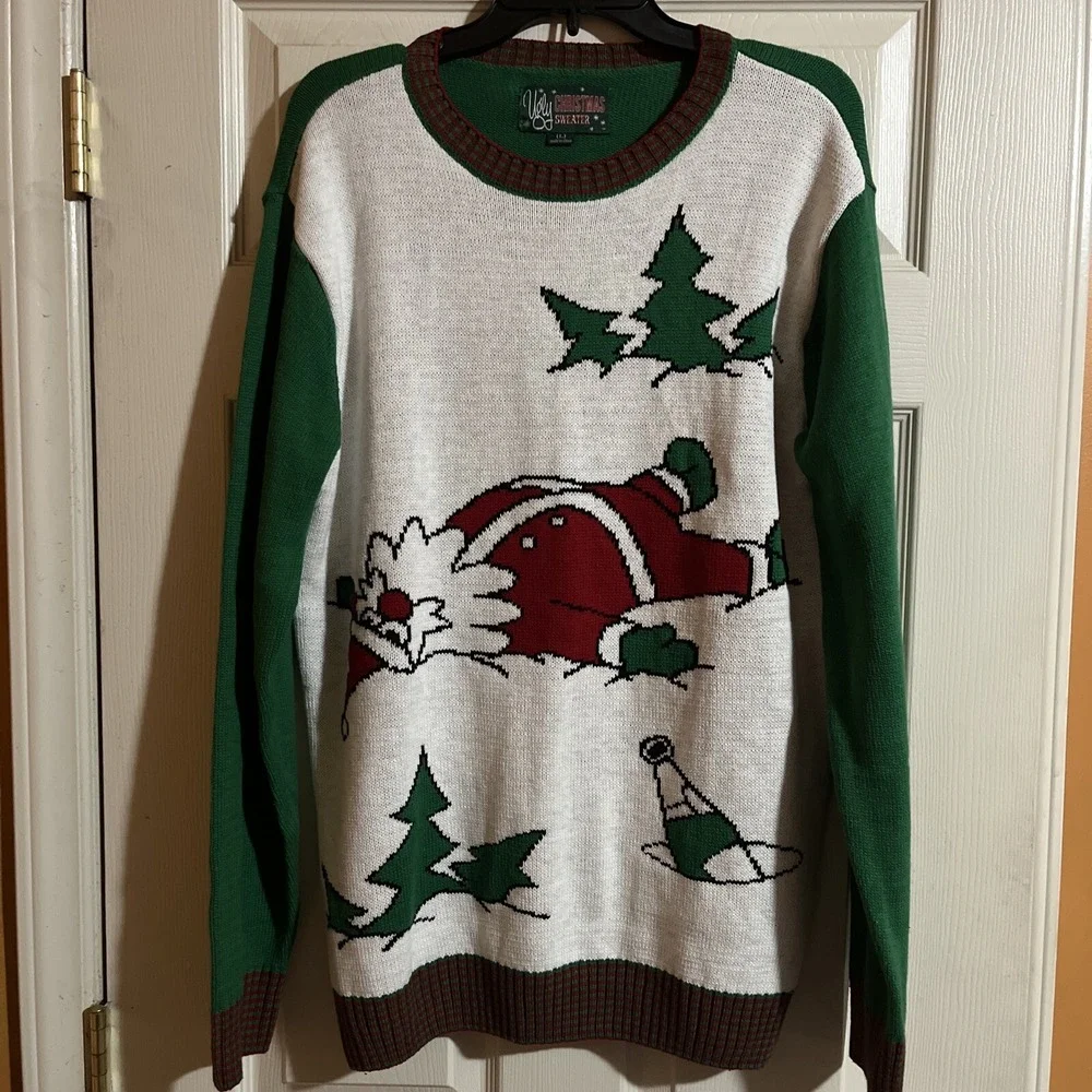 Holiday Christmas sweater Dress‎ , Large, Drunk Santa ,Womens ,oversized